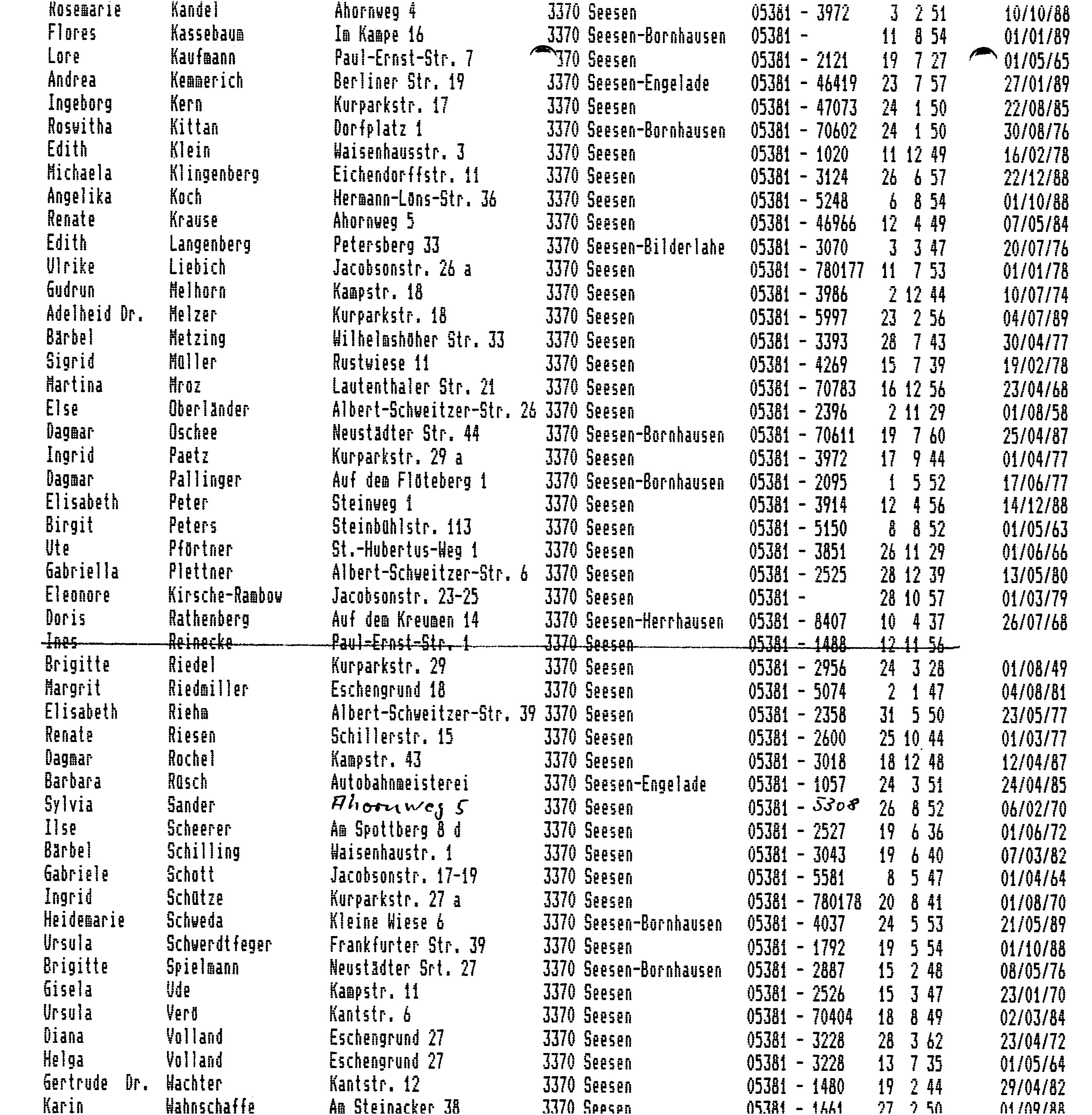 TC Mitgliederliste 1989 Seite 7