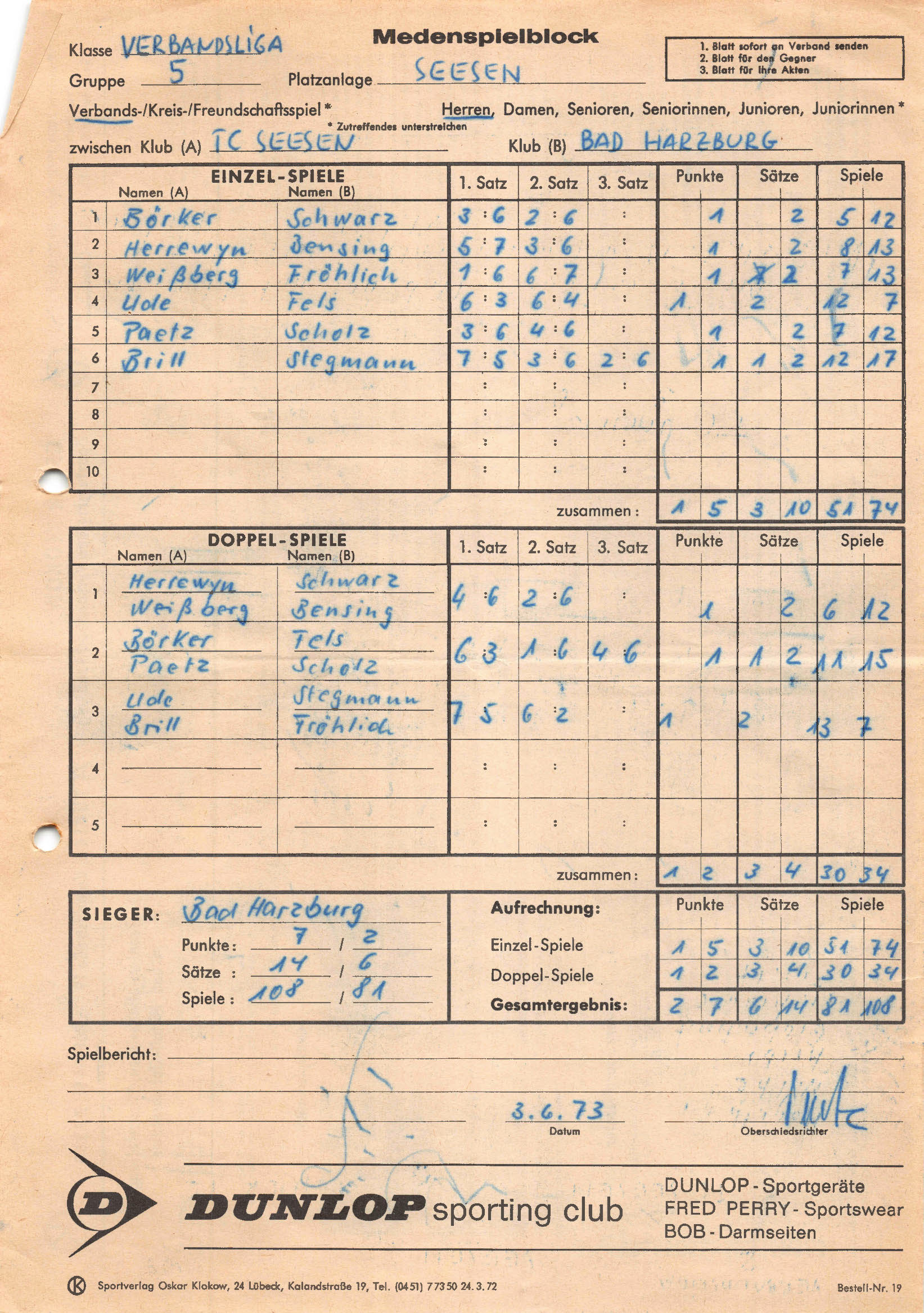 TC Alte Spielberichte