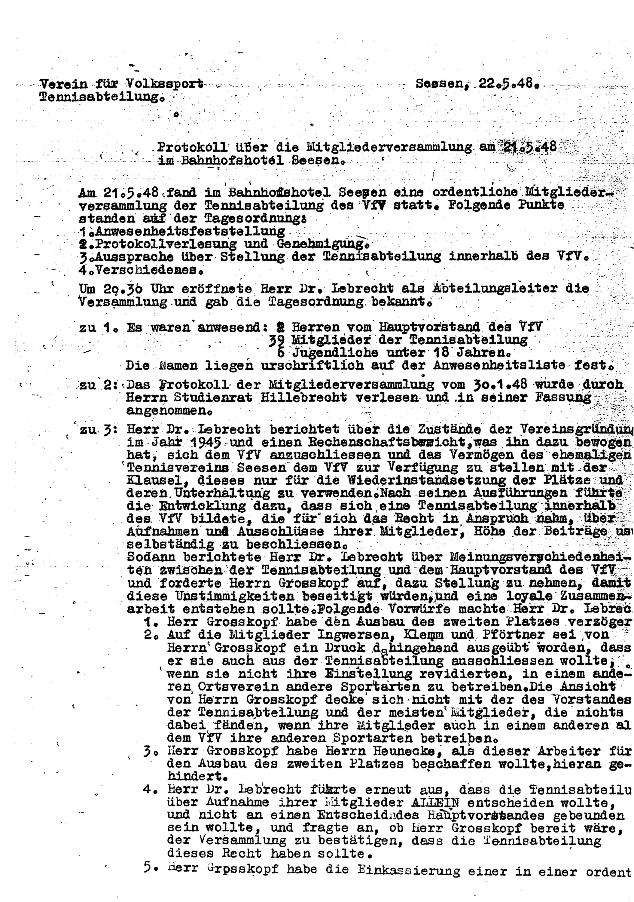 1948 21 05 Mitgliederversammlung Seite 1